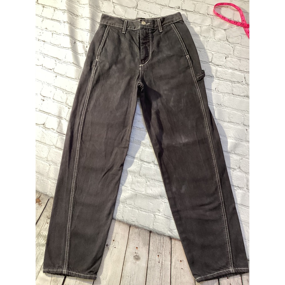 BDG Urban Outfitters Black Contrast Stitch Carpenter Jeans Straight Leg Size 25